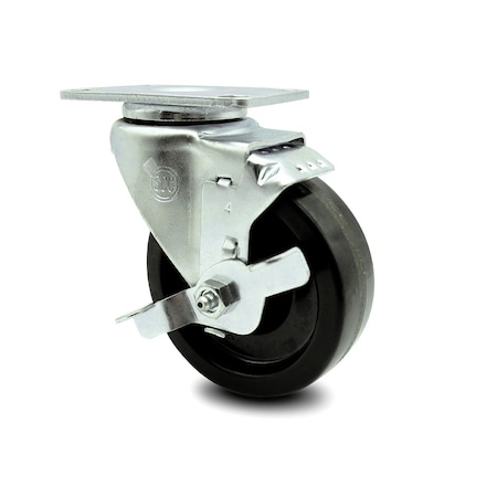 Service Caster 4 Inch Phenolic Wheel Swivel Top Plate Caster with Brake SCC-20S414-PHS-TLB-TP2